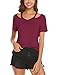 Queensheero Women's Summer Cut Out Short Sleeve T-Shirts V Neck Casual Basic Tee Tops