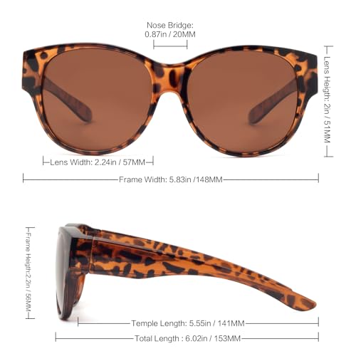 Face Shadow Polarised Over Sunglasses Over Normal Glasses Women's UV400 Protection, Oversized Glasses for Glasses Wearers, Ultra Light for Driving, Cycling, Sports and Leisure