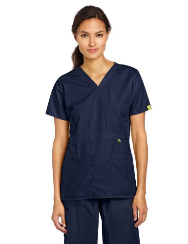 WonderWink Women s Scrubs Peek-A-Boo Top, Navy, Small