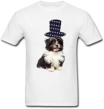 Short Sleeved Mens Novelty Puppy Dog Lover Animal Tee Shirt O-Neck Gettshirts White XXL