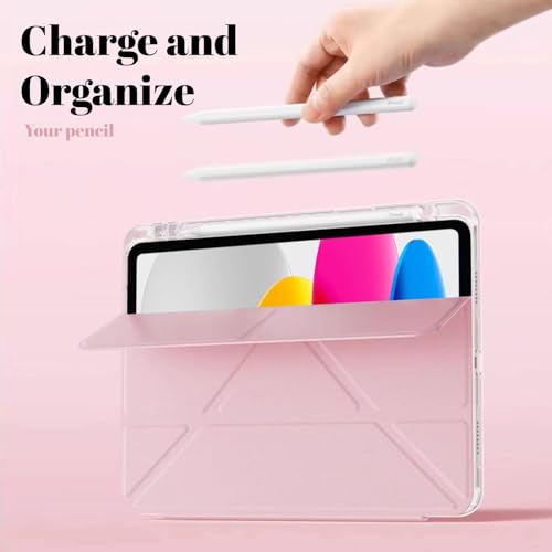 Vurtboly Case Compatible with iPad (A16) 11th Generation 11“2025/ 10th Generation 10.9" 2022 with Pencil Holder, 6-in-1 Y-Shaped Trifold Stand, Slim Acrylic Hard Shell Back Protective Cover