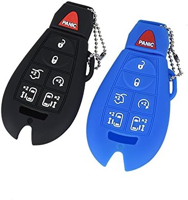 Fontic 2PCS Rubber Smart Key Fob Remote Cover Case Protector Wallet Keyless Jacket for Chrysler Town and Country Dodge Grand Caravan