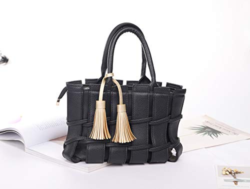 ZOONAI Women Leather Tassel Bag Tag Handbag Wallet Purse Decorations (Brown) - Thumbnail 5