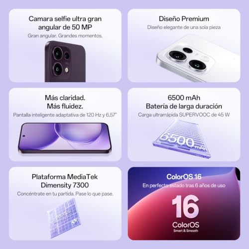 Reno16 F 5G Smartphone 8+256GB 6500mAh 120Hz 50MP, Pop White