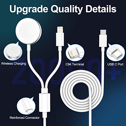 Apple Watch Charger，2023 Upgraded 2 in 1 iPhone and iWatch Wireless Fast Charging Cable
