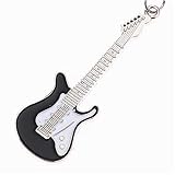 Underleaf Black Guitar Keychain for Men Mini Cute