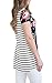 MEROKEETY Women's Floral Print Striped Tee Crew Neck Shirt Short Sleeve Tops With Pocket
