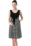 Momo Maternity Scoop Neck Striped Dress - Black S