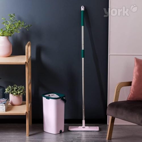 Mop Set - Mobile Phone | Flat Swivel with Two Chamber Turkey Bucket | Mop with Shrink Function | Dry Cleaning | Suitable for All Floors | Wiper Set