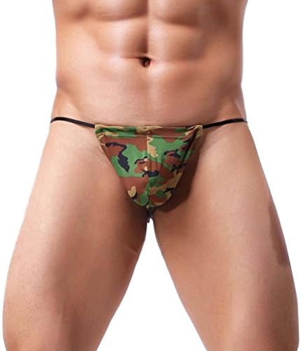 Sothread Men's Camouflage G String Thong Bikini Underwear Briefs Low Rise Pouch Underpants