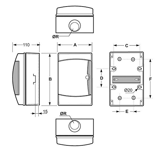 Aufputz Feuchtraum Verteiler 1-reihig IP65 4 Module Verteilerkasten Kleinverteiler Sicherungskasten, Tür transparent – Bild 7
