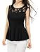 Sexy Lace Peplum Blouse with Round Neck & Sheer Back by Allegra K
