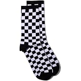 GANPUB 1Pair Fashion Harajuku Trends Checkerboard Socks Geometric Checkered Socks Hip Hop Cotton Unisex Print Skateboard Soks Easy to Wear,Novelty, Skateboard