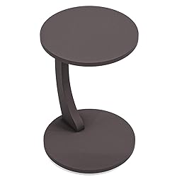 C-Shaped Round End Table with Rolling Wheels