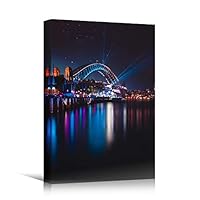 Canvas Wall Art Building Cityscape Cityscape Colorful Contemporary Multicolor Neon Photography Places - 12x18 inches