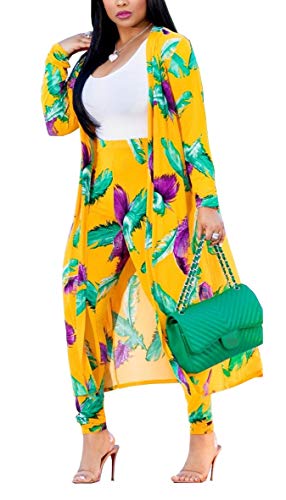 Women 2 Piece Outfits Clubwear Long Sleeve Open Front Cardigan Long Skinny Pants Set - Thumbnail 7