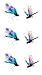 Set of 5 Waterproof Temporary Fake Tattoo Stickers Watercolor Blue Red Dragonfly