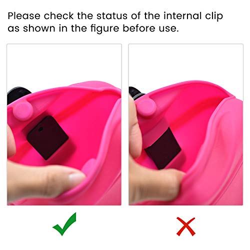 AUDWUD- Silicone Dog Treat Pouch - Clip on Portable Training Container - Convenient Magnetic Buckle Closing and Waist Clip - 100% FDA Certified Food Grade Silicone & BPA Free