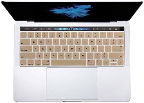 LZL Life Keyboard Cover for Touch Bar Models NEWEST Release 2017, 2016 MacBook Pro 13 inch (A1706) and MacBook Pro 15 inch (A1707) with Touch ID Silicone Skin (Golden)