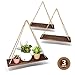 Boho Wall Hanging Shelf - Wood Hanging Shelves for Wall - Farmhouse Rope Shelves for Bedroom Living Room Bathroom - Rustic Wood Shelves - Hanging Plant Shelf - Triangle Floating Shelf (Triangle Mount)