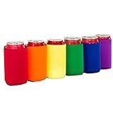 Beer Can Cooler Sleeves for Party - Collapsible Neoprene Soda Can Insulator Sleeve 6 Pack, Multicolored