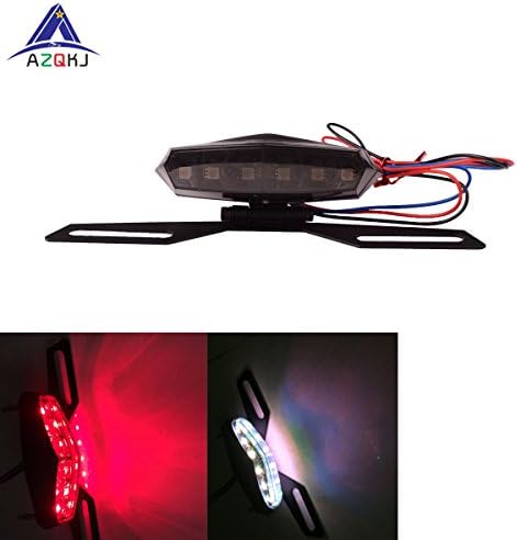 AZKQJ 1PCS 6LED Motorcycle Adjustable Folding License Plate Tag Holder Tail Light For Honda Kawasaki Suzuki Yamaha KTM BMW