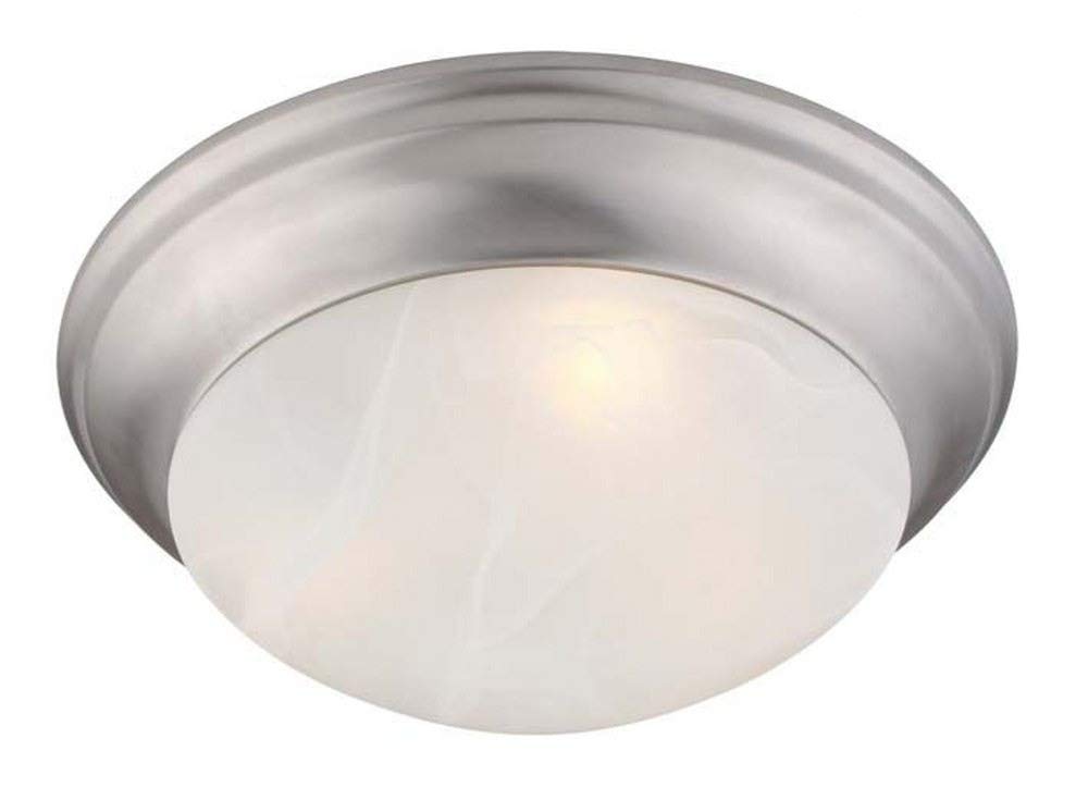 Photo 1 of *****MISSING  Alabaster Glass*******Livex Lighting 7303-91 Coronado 2 Light Brushed Nickel Flush Mount with White Alabaster Glass, 4.75