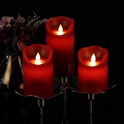 Antizer Flameless Candles 3 Pack Set DripLess Real Wax Pillars Include