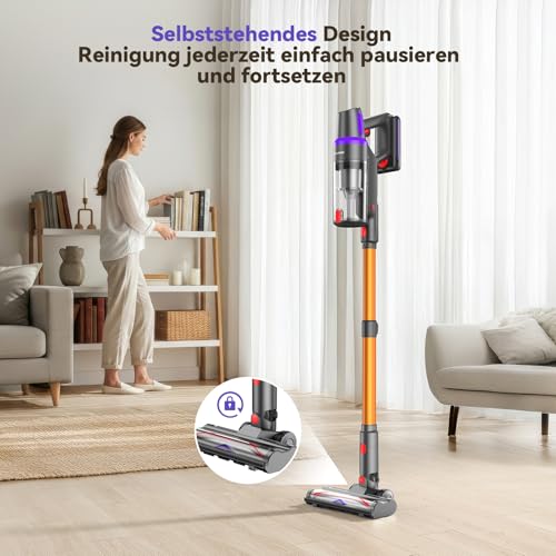 TechRise Battery Vacuum Cleaner 45000Pa/500W/60Min, Anti-Tangle Brush & 8-in-1 Function (Self-Standing) Vacuum Cleaner Wireless with Display, Handle Vacuum Cleaner for Home, Pet Hair/Carpets/Hard