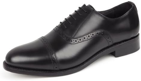 Samuel Windsor Men's Handmade Goodyear Welted Black Quarter Brogue Leather Shoe (10.5)