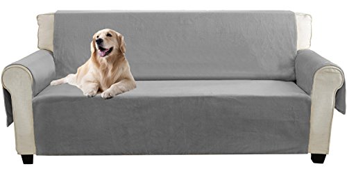 YEMYHOM Real Non-slip Pet Dog Sofa Covers Protectors Super Soft Couch Slipcovers with Flannel Fleece Fabric (Loveseat, Gray)
