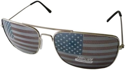Classic Aviators Style Designer Inspired Sunglass with American Flag Print