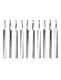 HQMaster CNC Router Bits, 10 unidades 1 8 pulgadas vástago espiral Upcut Router Bit Single 1 Flauta End Mill Set Fresado Cortador de Tungsteno Acero Grabado Routing Herramienta de Corte Kit 1.516 in OAL para MDF acrílico PVC