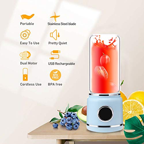 Fullwei HOT Portable Electric Blender Fruit Juicer Coffee Milk Mixer Maker Machine Tool , Quiet Juice Cup Smoothie Maker (Blue)