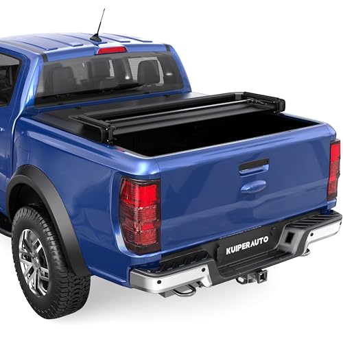 KUIPERAUTO 4.6FT Tri 3-Fold Soft Folding Truck Bed Tonneau Cover On Top Compati…