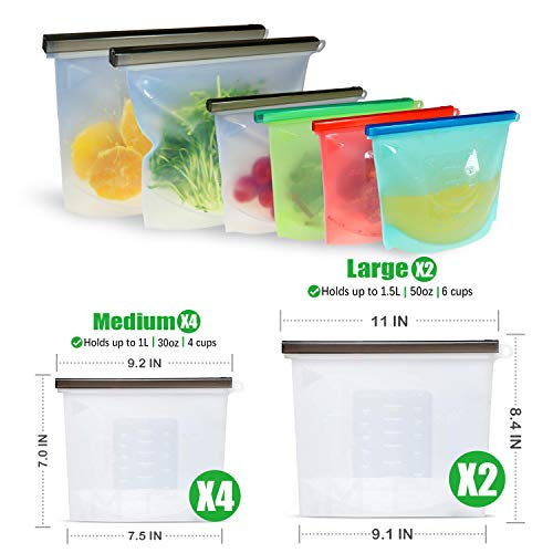 Reusable Silicone Food Storage Bags BPA-FREE Silicone Seal Food Preservation Bags, Airtight Leakproo - //coolthings.us