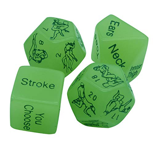 Funny and Romantic Role Playing Dice Luminous Dice Game Set of 4,Novelty Gift for Honeymoon bacherette Party,Him and Her, Bridal Shower, Groom Roast,Newlyweds, Wedding, Anniversary, Marriage