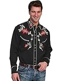 Scully Men's Floral Embroidery Vintage Western Shirt
