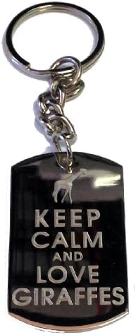 Keep Calm and Love Giraffes - Metal Ring Key Chain Keychain