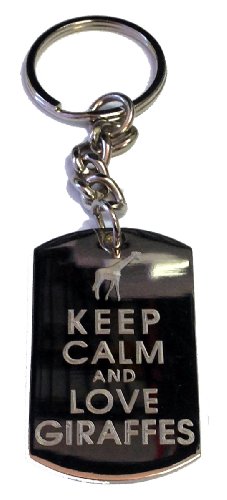 Keep Calm and Love Giraffes - Metal Ring Key Chain Keychain