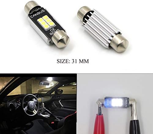 2pcs 31MM (1.25") Festoon LED Bulbs, DE3175 6428 Extremely Bright With 6000K Canbus Error Free 6- SMD 3020 Chipsets For Map Dome License Plate Lights Lamps , Xenon White