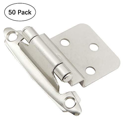 Hardware 3/8 Inch Face Mount Self Closing Satin Nickel Inset Kitchen Door Cabinet Hinges, 50 Pack(25 Pairs) - Thumbnail 7