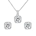 EleQueen 925 Sterling Silver Cubic Zirconia Bridal Pendant Necklace Earrings Jewlery Set Clear