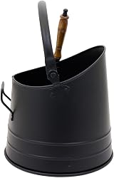 CHARLES BENTLEY Black Iron Coal Bucket Shovel Set Wooden Grip Handles view 6