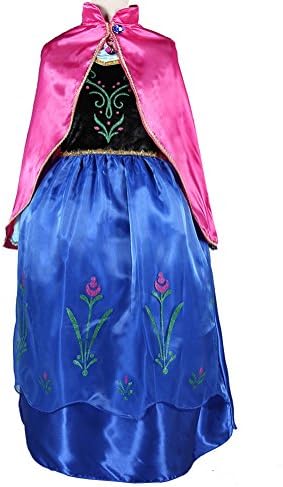 Swaroser Girls Lace Paisley Chiffon Cosplay Costume Anna Dress Sets For Special Occassion Party Performace For 5-6Years
