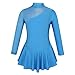inhzoy Kids Girls Figure Ice Skating Dress Long Sleeve Splice Cutout Back Roller Skating Ballet Dance Dress Tutu Skirted