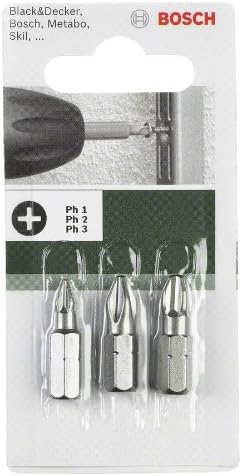 Bosch 2609255964 25mm Screwdriver Bit Set in Standard Quality (3 Pieces), Variety Pack