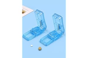 2PCS Pill Cutter and Splitter with Storage, Compact Medicine Slicer for Small and Large Tablets, Portable Crusher for Vitamin