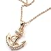 FC Jory 18k Rose Gold GP Diamante Crystal CZ Nautical Anchor Necklace