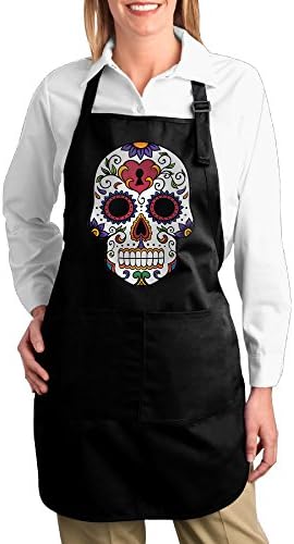 FUNNY MOPAD Sugar Skull Kitchen Apron With Front Pockets